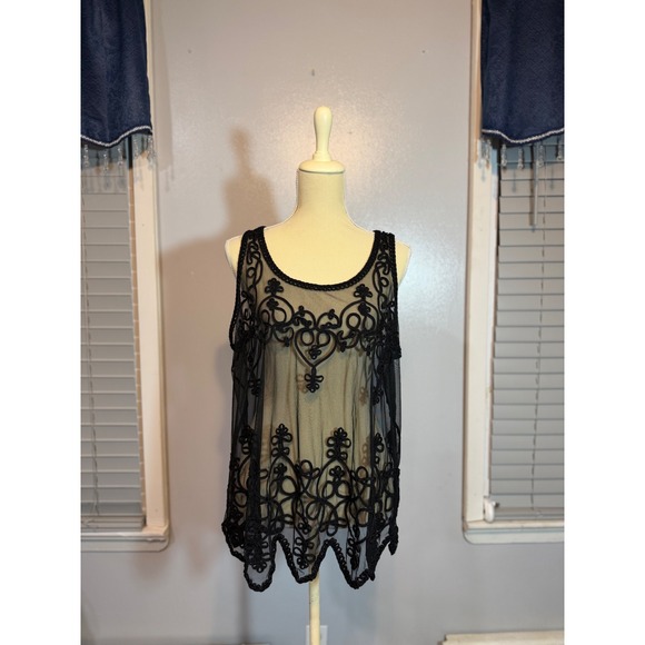 torrid Tops - Torrid Black Sheer Lace Overlay Top Scalloped Hem Gothic Romantic Boho Chic 2X
